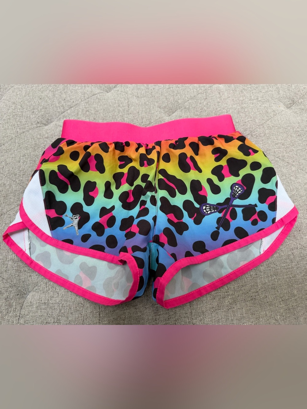EUC LACROSSE UNLIMITED Cheetah Girls Lacrosse Rebel Shorts SMALL CHEETAH PRINT